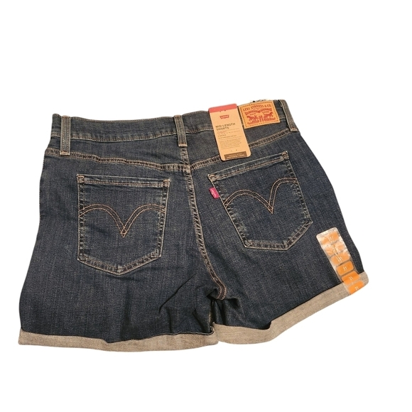 Levi's Mid Length Shorts Blue Jean Shorts Denim Cutoff Distressed Hypersoft - Picture 11 of 15